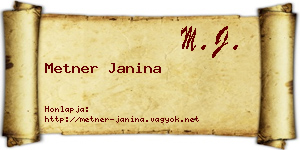 Metner Janina névjegykártya